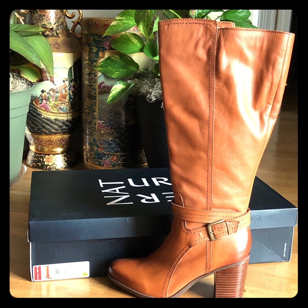 Naturalizer Light Maple Heeled Wide Calf Boots